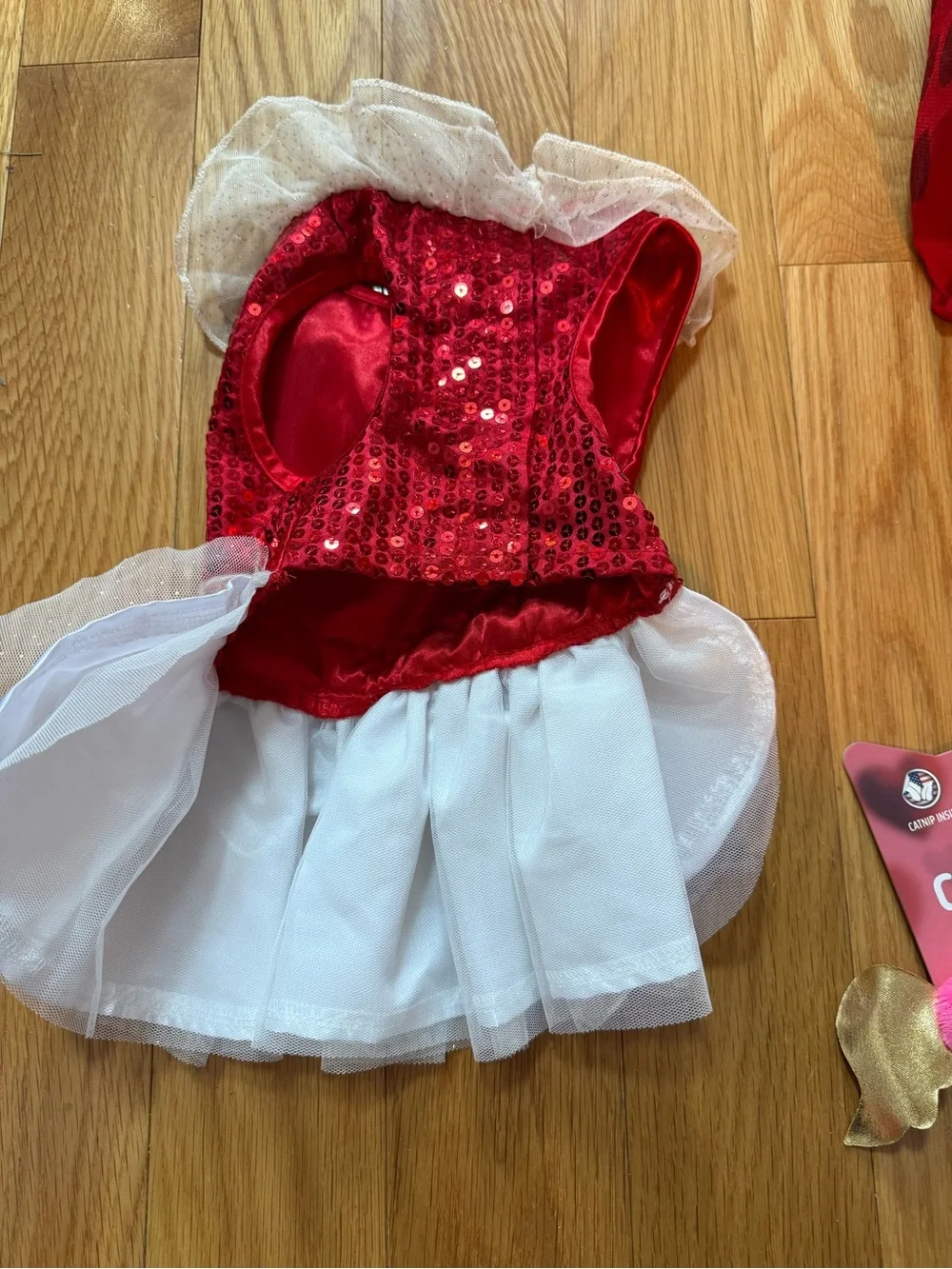 Small Red & White Sequin Pet Dress or Costume